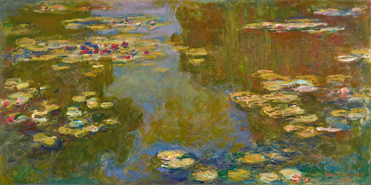 Claude Monet, "Water Lily Pond," 1919. Oil on canvas, 39 3/8 x 78 7/8 in. Paul G. Allen Family Collection