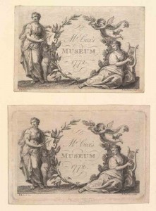 Trade Card for Cox's Museum [London, England], 1772. Francesco Bartolozzi, engraver. (Bodleian Libraries, Oxford University)